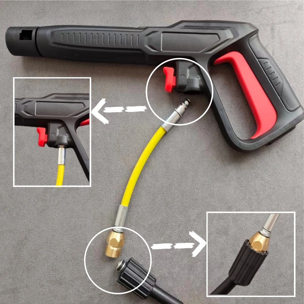 5800PSI ضغط عالي تنظيف خرطوم بندقية، المياه تنظيف موصل خرطوم التمديد، لـ Karcher Bosch Lavor Nilfisk Patriot Portland.