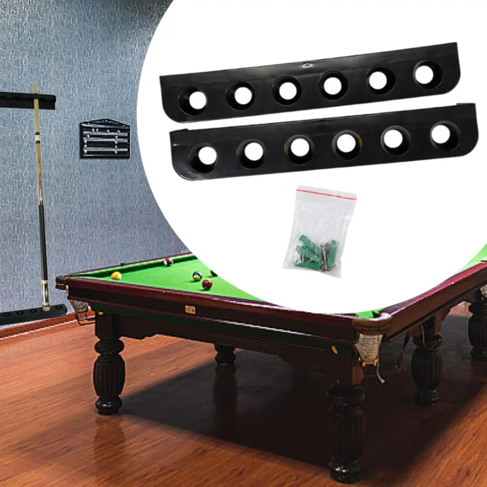 Billiard Pool Cue Rack Space Saving Portable for 6 Cues Billiard Cue Holder