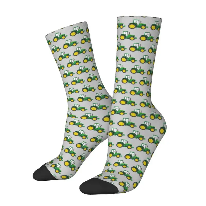 Harajuku Green Tractors On Grey Socks Men Women Warm 3D Print Sports Basketball Socks