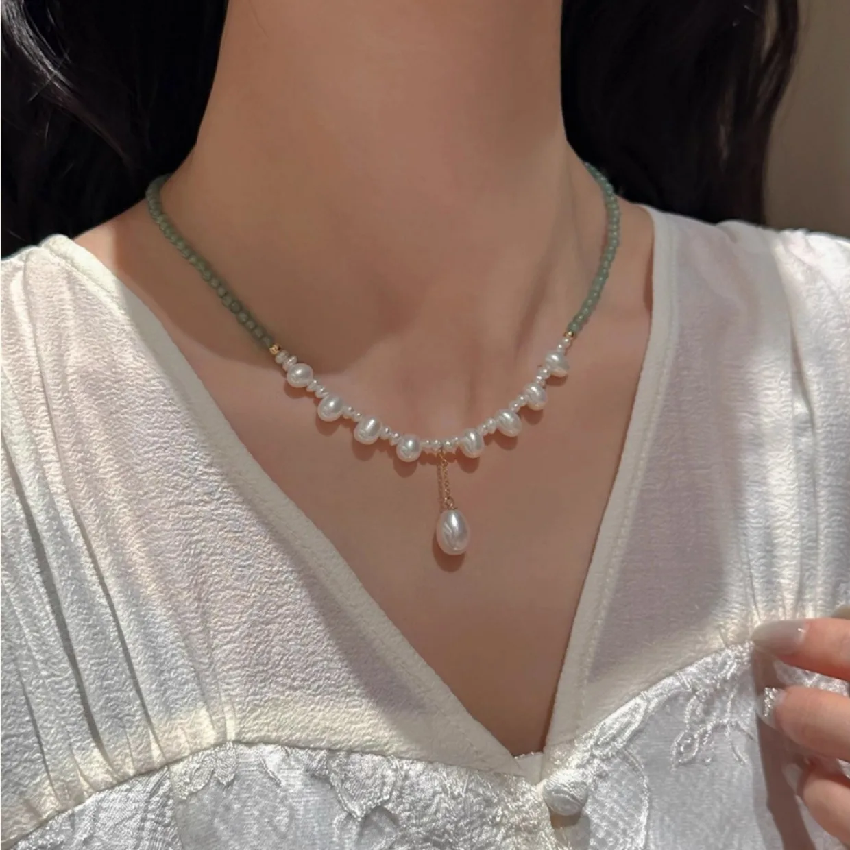 

New Arrival Trendy 100% Natural Freshwater Pearl 14K Gold Filled Female Pendant Necklace Jewelry For Women Beads Chain