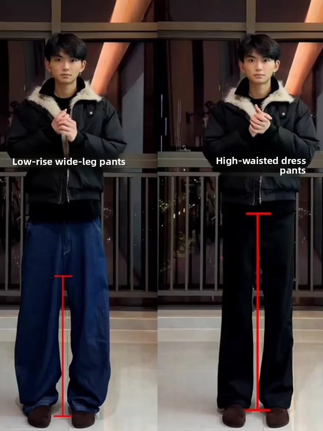 

Bla Fce Lined Straight Leg Men's Trousers Autumn Winter Heavyweight Slimming Pants Long Length for Teen Casual Wear