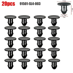 20PCS Cowl Grille Clip For Honda For Civic Del Sol For Acura Integra 91501-SL4-003 Nylon Black For 6 Mm Hole Size Car Hoods Part