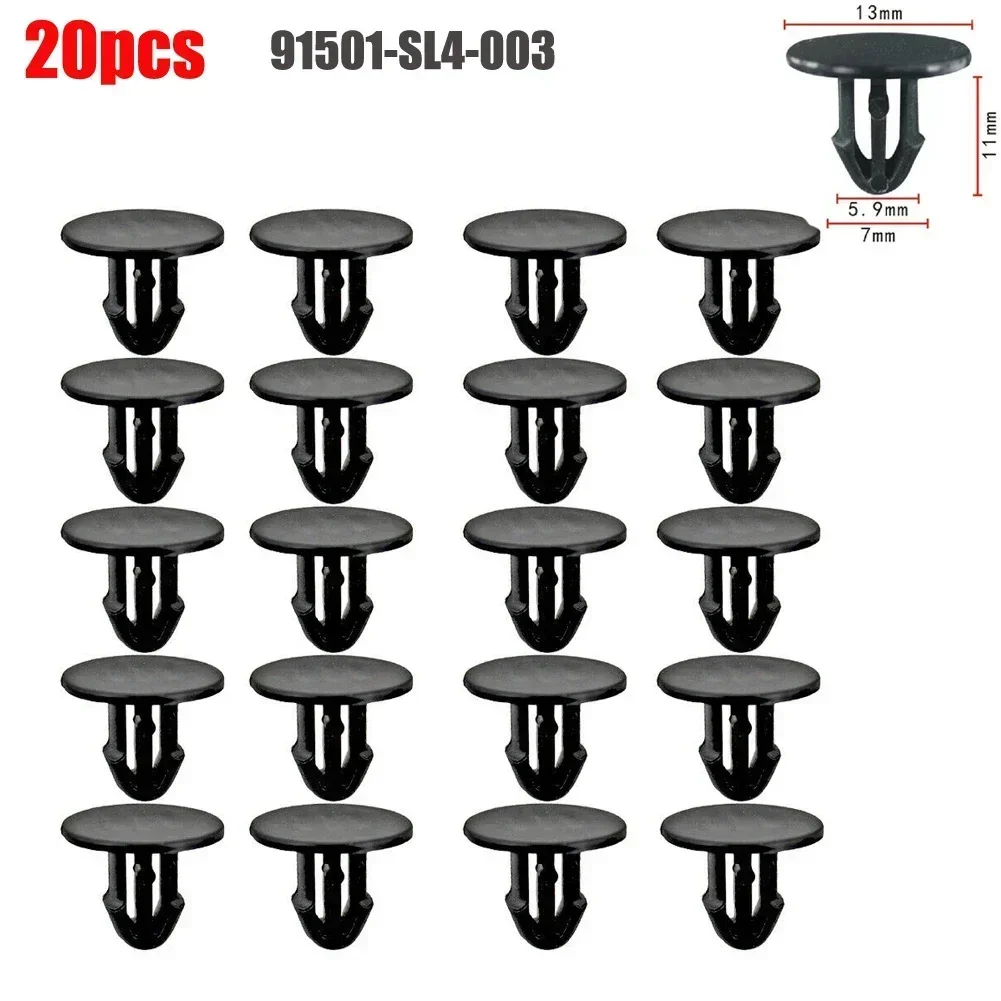 20PCS Cowl Grille Clip For Honda For Civic Del Sol For Acura Integra 91501-SL4-003 Nylon Black For 6 Mm Hole Size Car Hoods Part