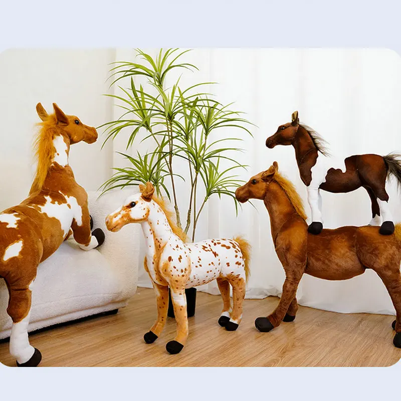 28-70cm Cartoon Simulation Horse Plush Toy Stuffed Lifelike Animal Dolls Girl Birthday Gift Home Decoration