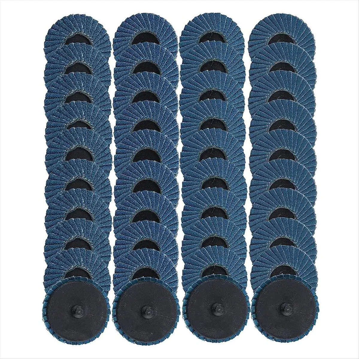 HITL 40Pcs 2 in Roll Lock Flap Discs with 1/4inch Holder Die Grinder Attachments 40/60/80/120 Grit Grinding Wheels