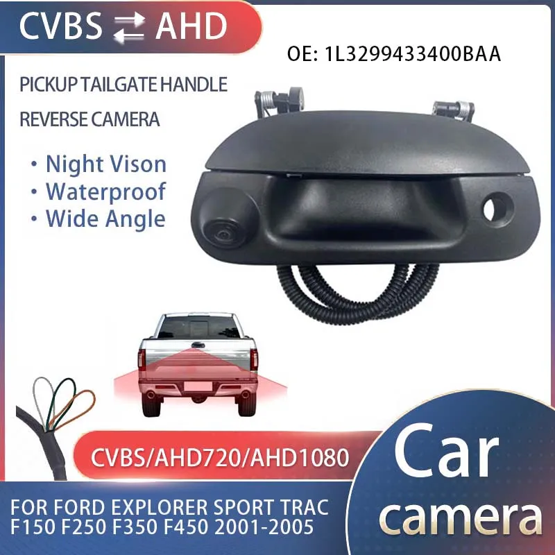 1080P Tailgate Trunk Rear Back Latch Door Handle With Reverse Camera For 2001-2005 Ford Explorer Sport Trac F150 F250 F350 F450