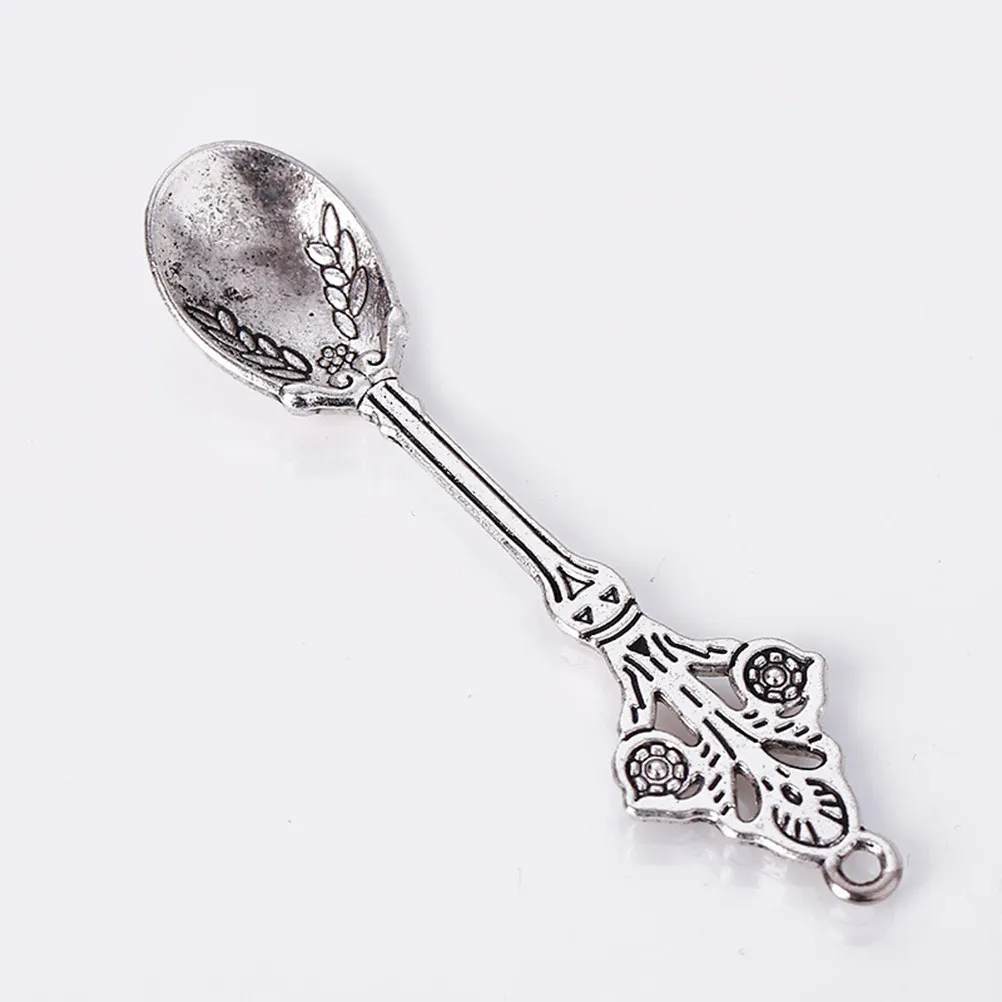 60Pcs Alloy Pendant Assorted Brass Silver Golden Spoon Shape Creative DIY Accessories for Necklace Earring