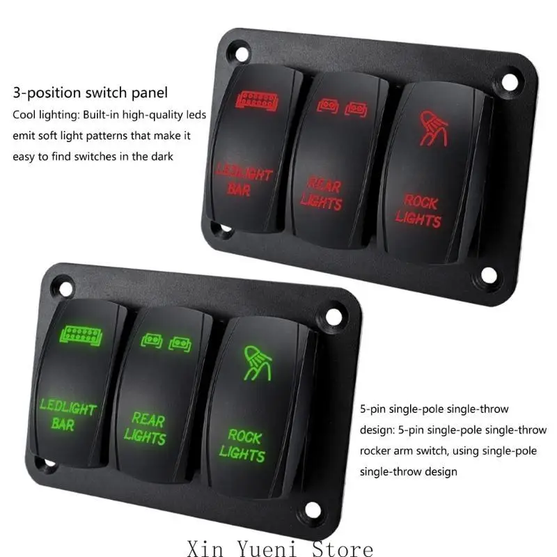 

Multifunction 2 Gang/3 Gang Rockers Switch Panel with LED Suitable for Boats Car and Offroads Vehicles Safety