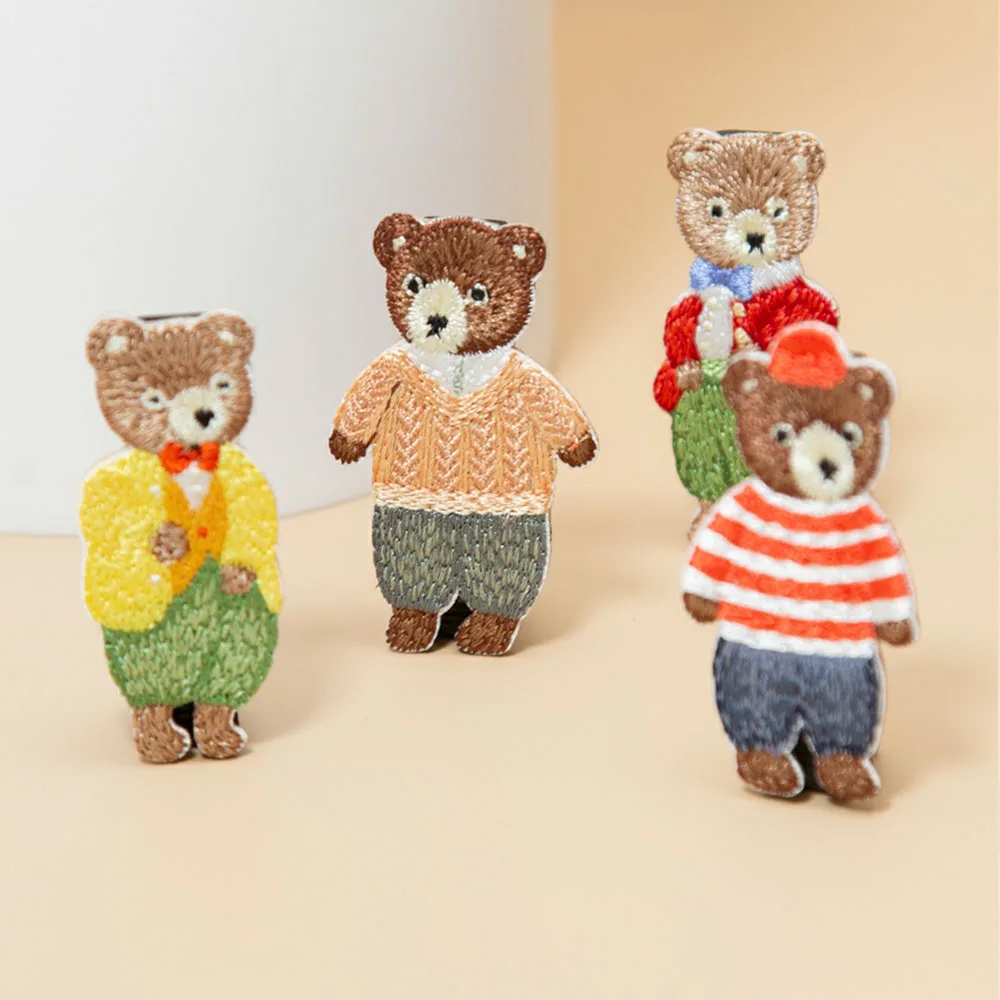 Bear Patches For Kids Clothing Self-adhesive Applique Iron Embroidery For Backpack Jacket  Decoration Sewing Repair Hole Sweing