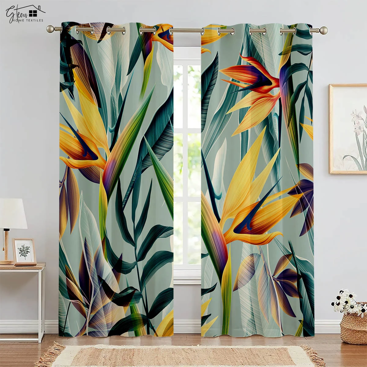 

Tropical Rainforest 3D Printed Curtains Southeast Asia Banana Leaf Plant Forest Restaurant B&B Hotel Ins Decorative Curtain 2PCS