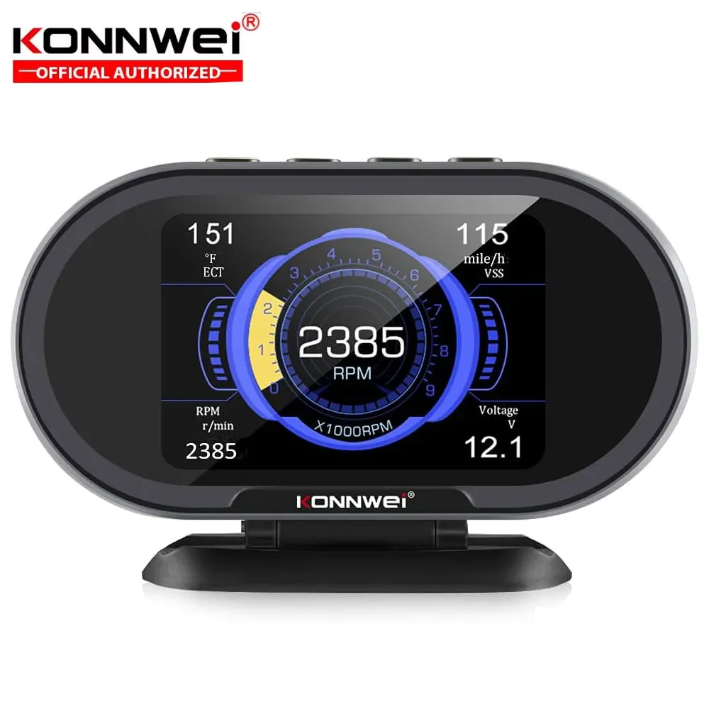 2025 KONNWEI KW206 OBD2 Scanner Car Digital On-Board Computer LCD Display Fuel Consumption Water Temperature Gauge Speedometer