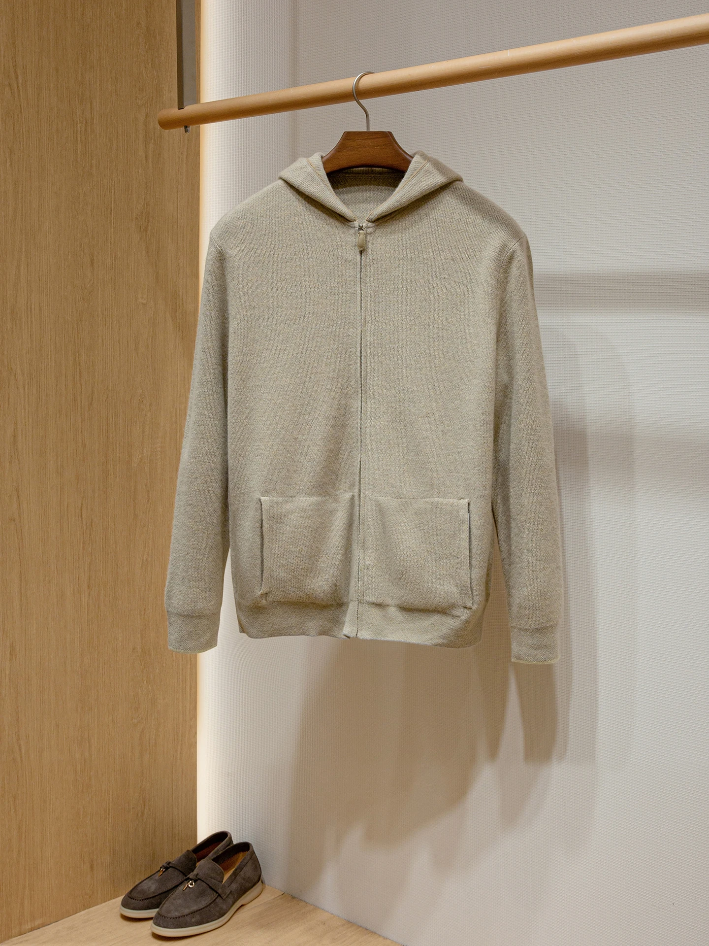 Lambswool Camere Blend Men's Casual Hoodie Knitted Open Cardigan Warm Faion Urban Sle Long Sve Regular Fit Autumn Wear