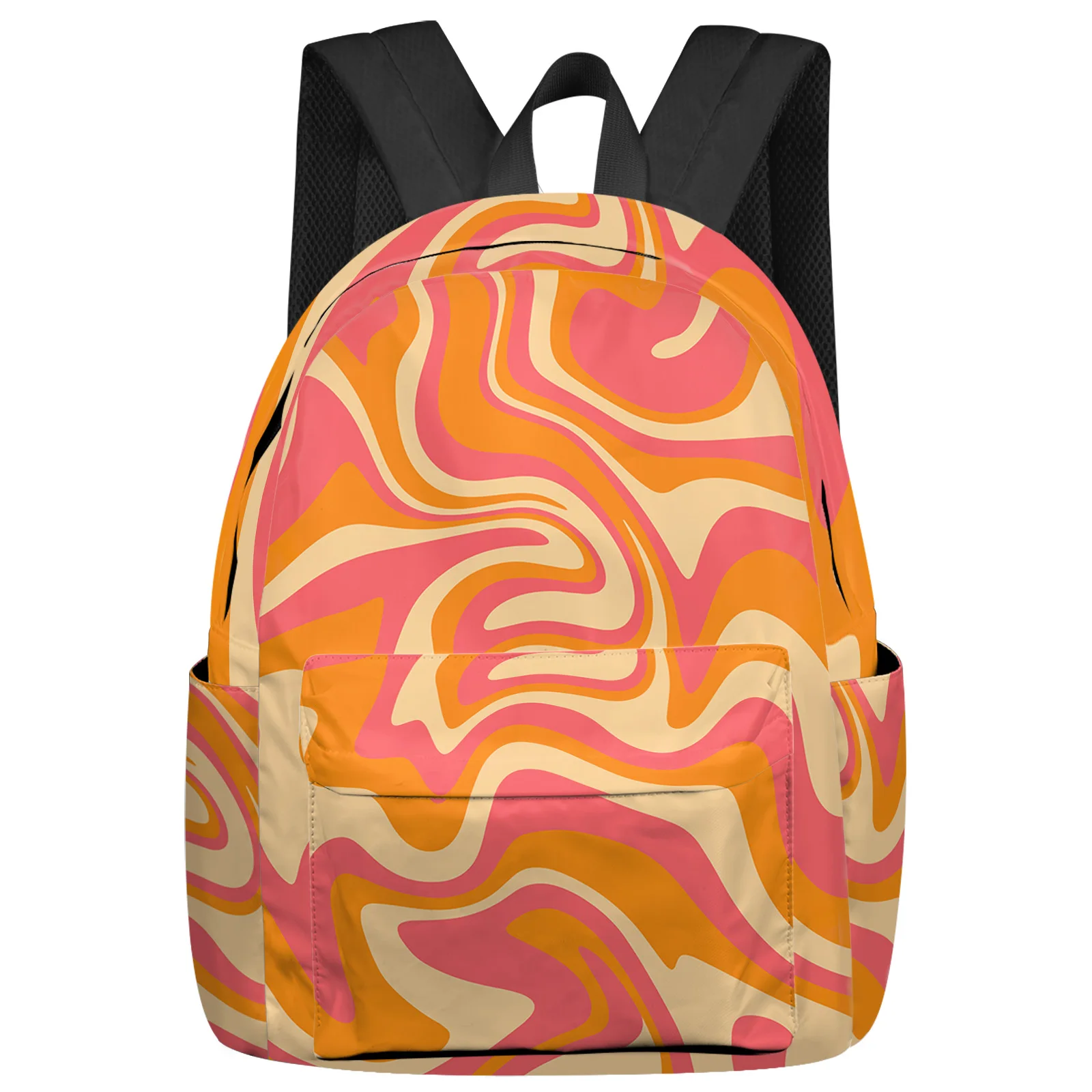 Orange Fluid Art Abstract Texture Backpack School Bags for Teenagers Students Laptop Bag Women's Casual Travel Backpack