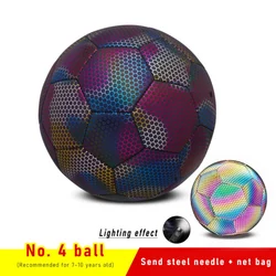 Holographic Soccer Ball Indoor Outdoor Light up Reflective Night Games for Men Women Football Training