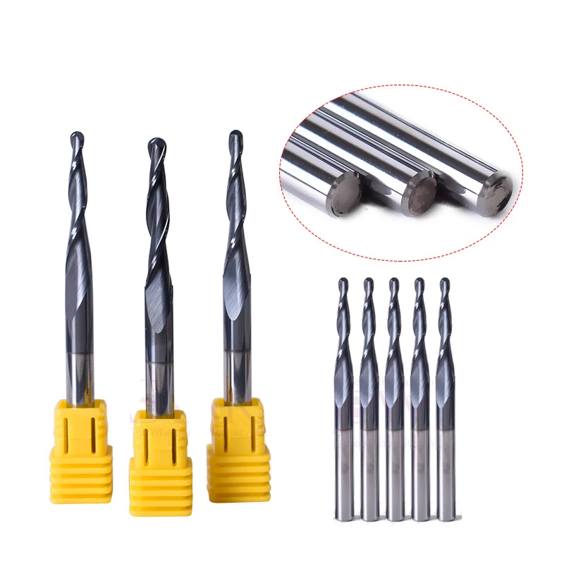 Tungsten Solid Carbide End Mill 4mm 6mm 8mm Ball Nose Tapered End Mills Router Bits CNC Taper Wood Metal Milling Cutter