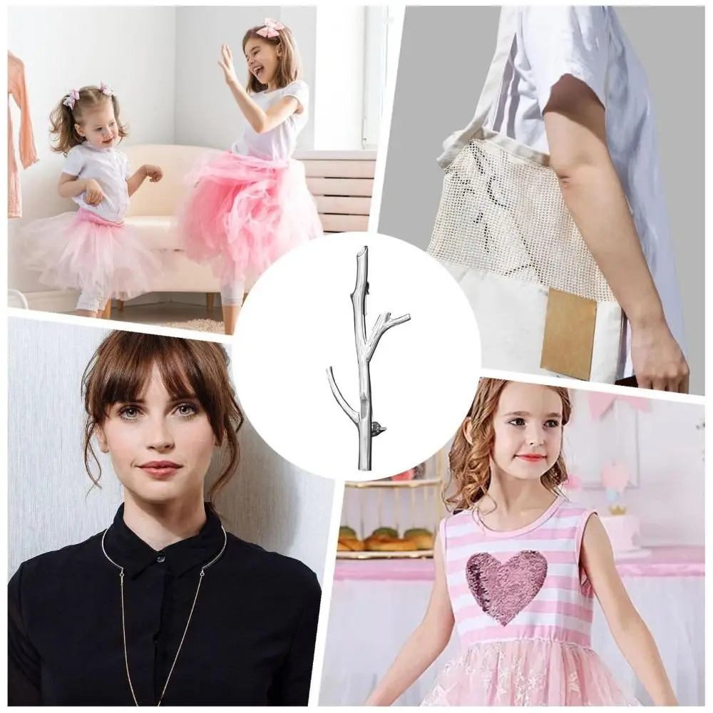 Creative Branch-Shaped Flower Insert Brooch Plastic DIY Clothing Corsage Metal Branch Pins for Brooches with Insert Flowers