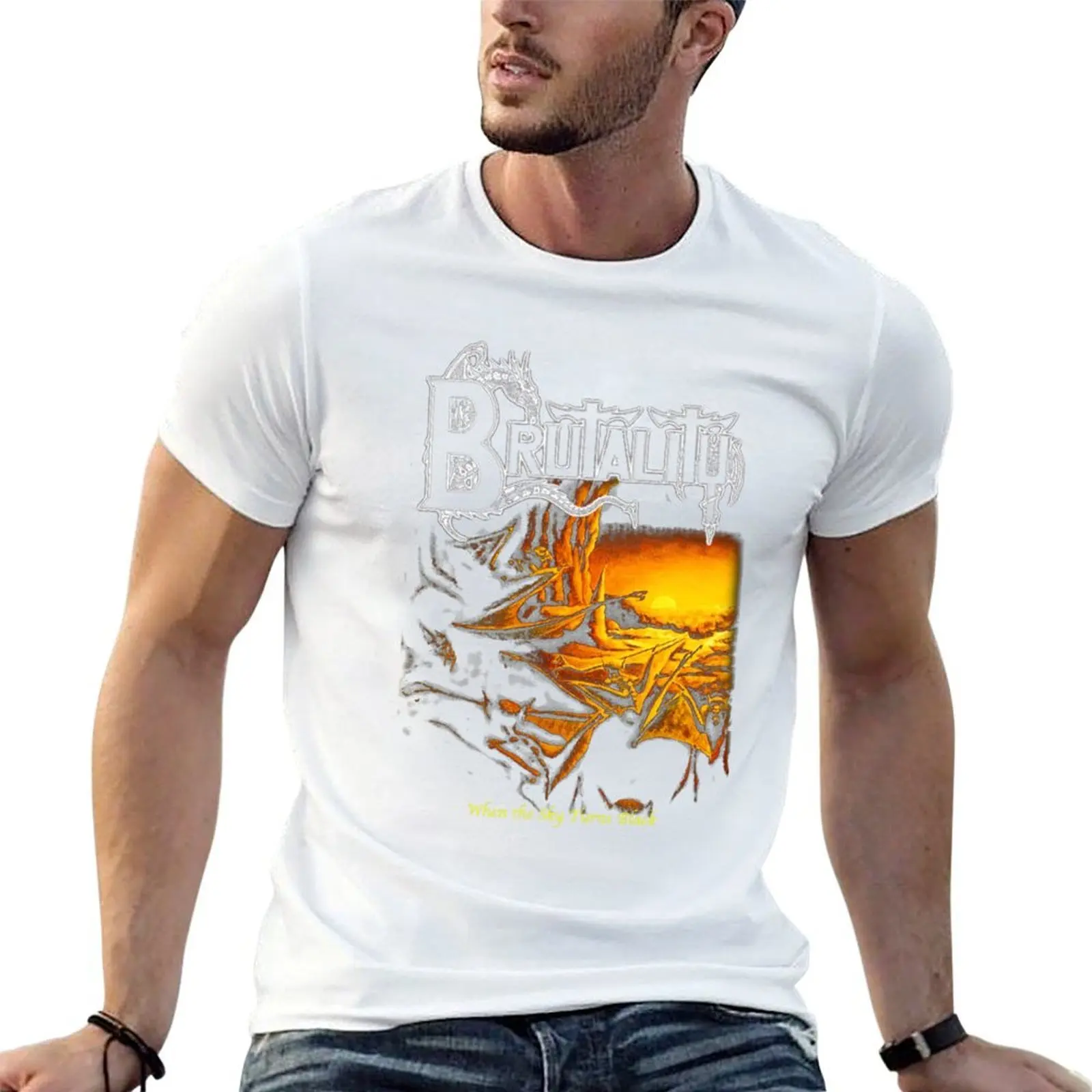 

t Black Metal Классическая рубашка Old Death Sky Turns, хлопковая футболка Brutality by School - мужская, когда