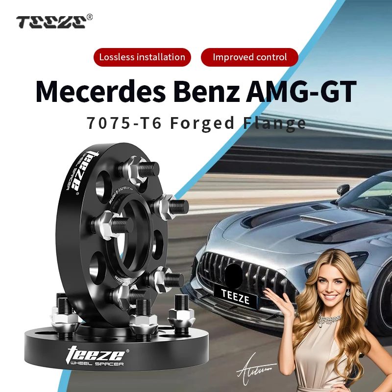 

2pcs 5x112 66.6 Hub Centric Black Forged wheel spacer T6-7075 For Mercedes Benz AMG GT15/20/25/30/35mm With Extended Wheel Bolts