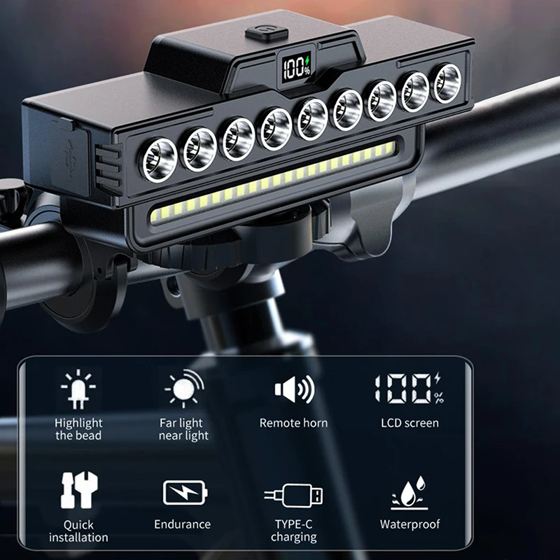 

New USB Charging MTB Headlight Bicycle Light LED Waterproof Cycling Lamp Flashlight Cycling Horn Bike Light Front light bicycle