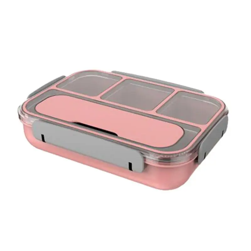 

Leak Proof Lunch Containers 4 Grids Divided Lunch Box Portable Lunch Organizer Space Saving Snack Box With Buckle For Adults &