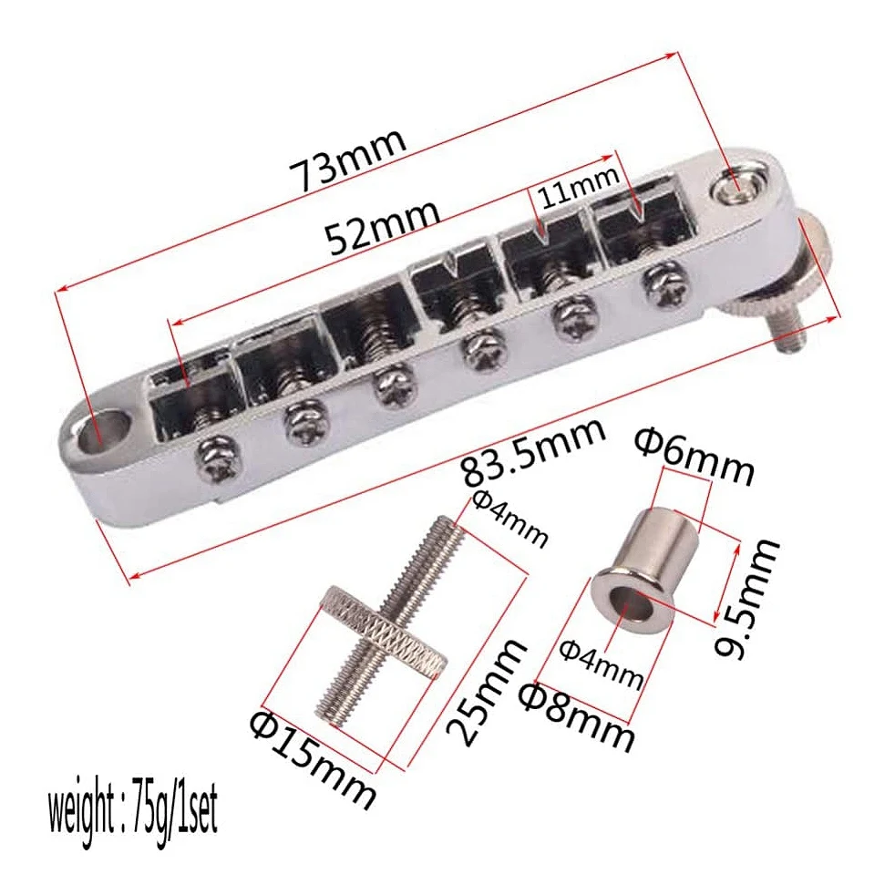 LP Bridge Tune O Matic Bridge Adjustable Chrome Plated Guitar Bridge for Guitars Musical Replacement Accessory