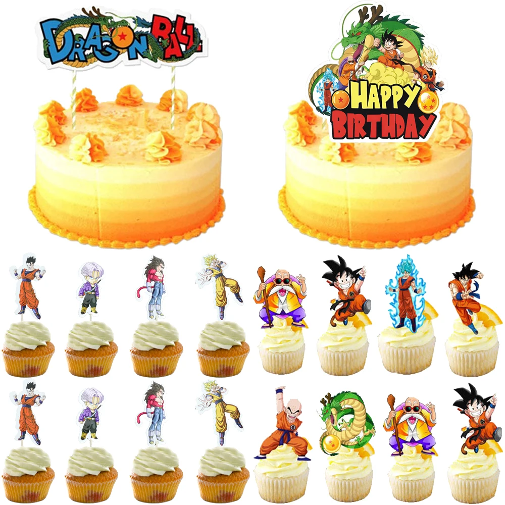 Cartoon Son Goku Theme Party Decorations Cake Topper Decor for Kids Boys Birthday Monkey King Party Baby Shower Supplies