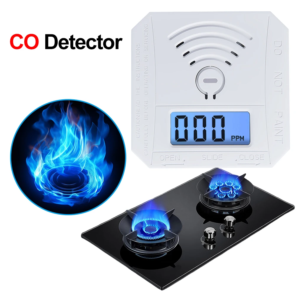 Monóxido De Carbono Detector Com Display Digital, Aviso Sensor De Alarme, Aviso De Som, Indicador LED, Detector De CO Portátil, Alimentado Por Bateria