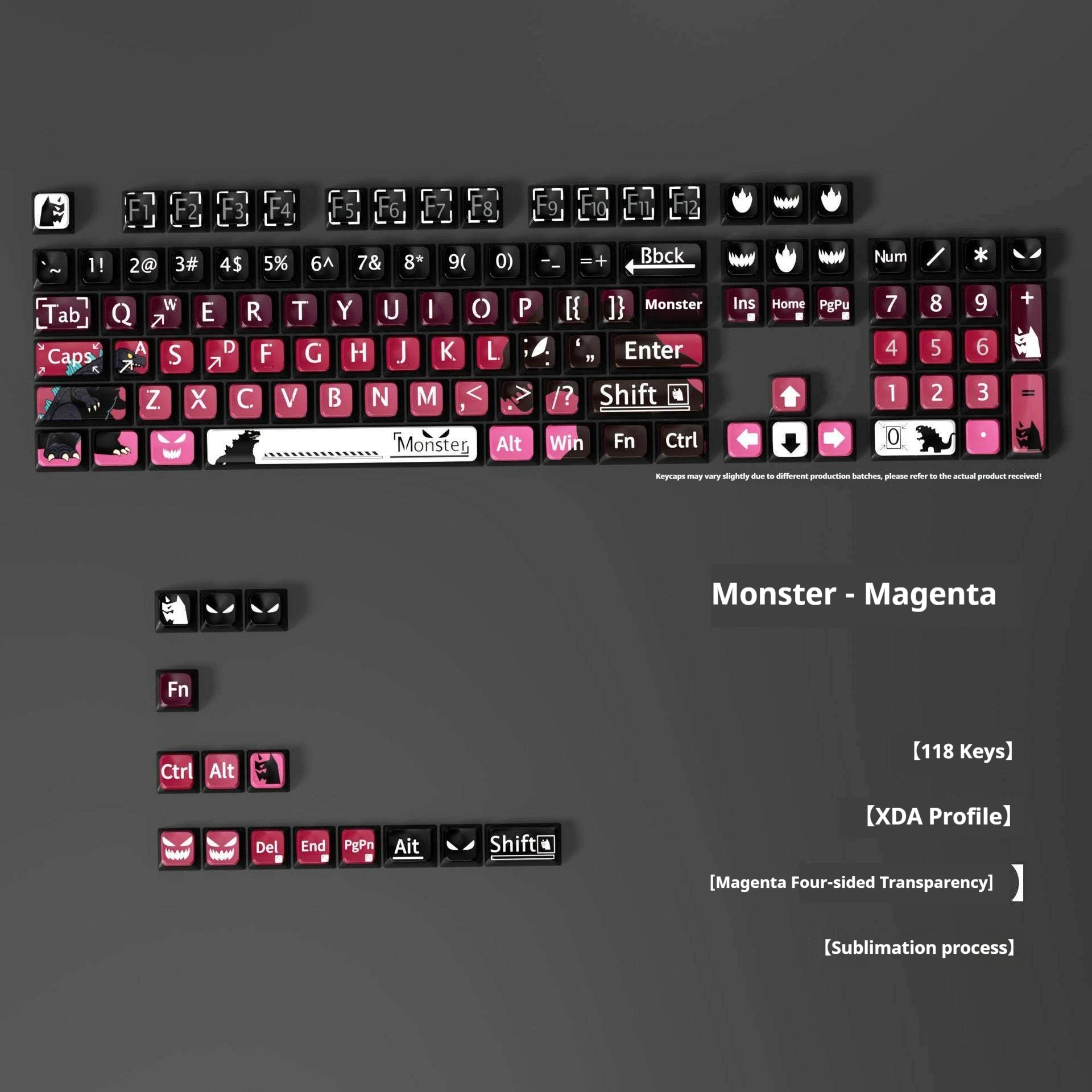 

Red mechanical keyboard keycap PBT sublimation 118 key four-sided transparent customization creative personality keycap keycap