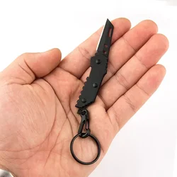 Outdoor Stainless Steel Folding Knife, Camping Self-Defense, Keychain, High Hardness Self-Defense Utility Knife。