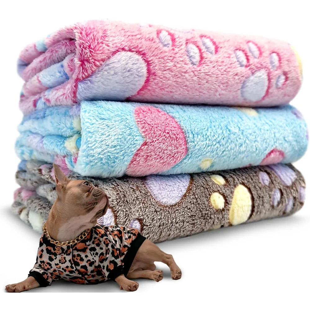 Paquete de 1 manta acogedora de felpa para mascotas con diseño de estampado de patas, alfombrilla para cama de perro de forro polar suave, almohadilla para dormir para perros y gatos, perfecta para acurrucarse