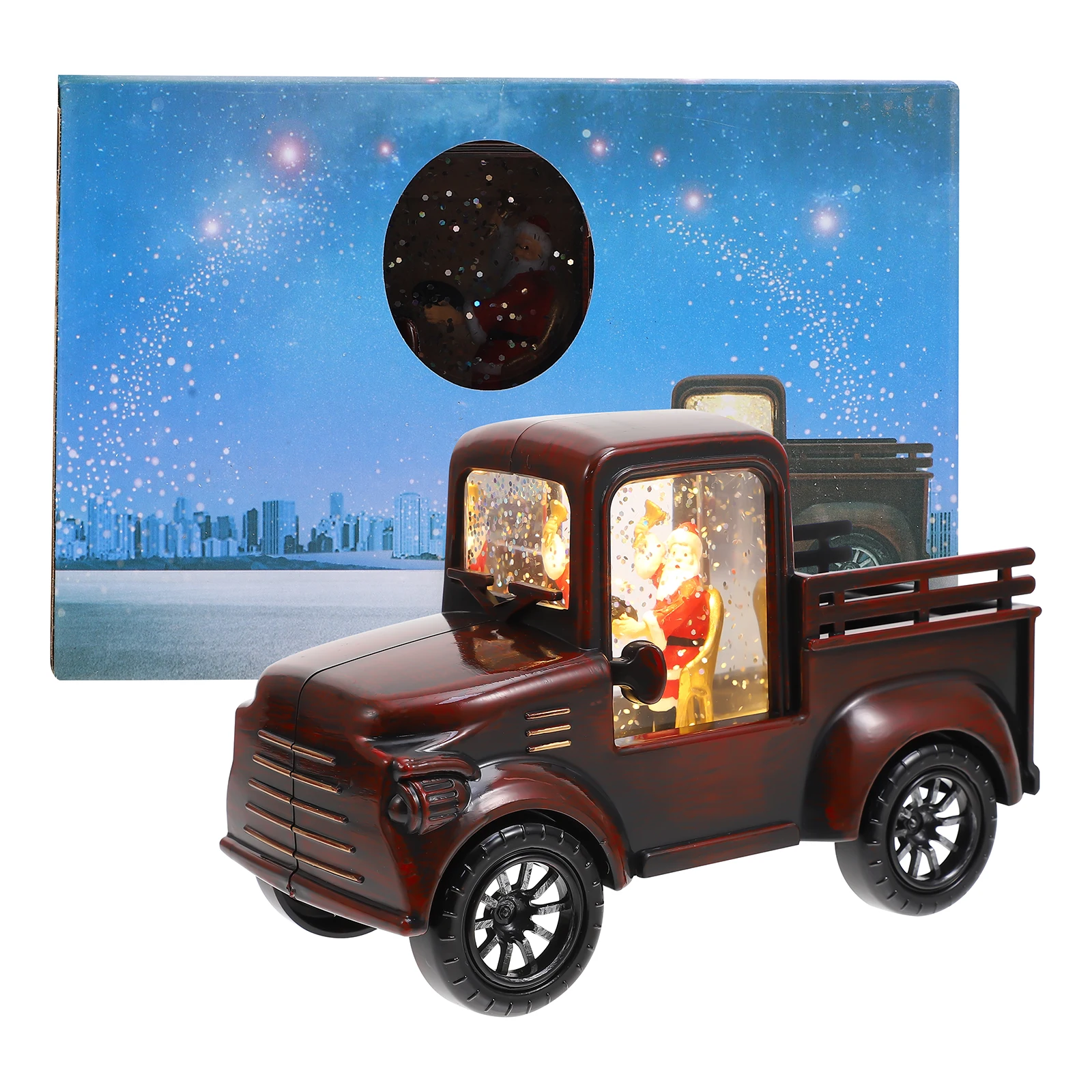

Christmas Santa Claus Tractor Decor Luminous Adornment Craft Plastic Shell Office Home Xmas Gift nament Windmill Gardening