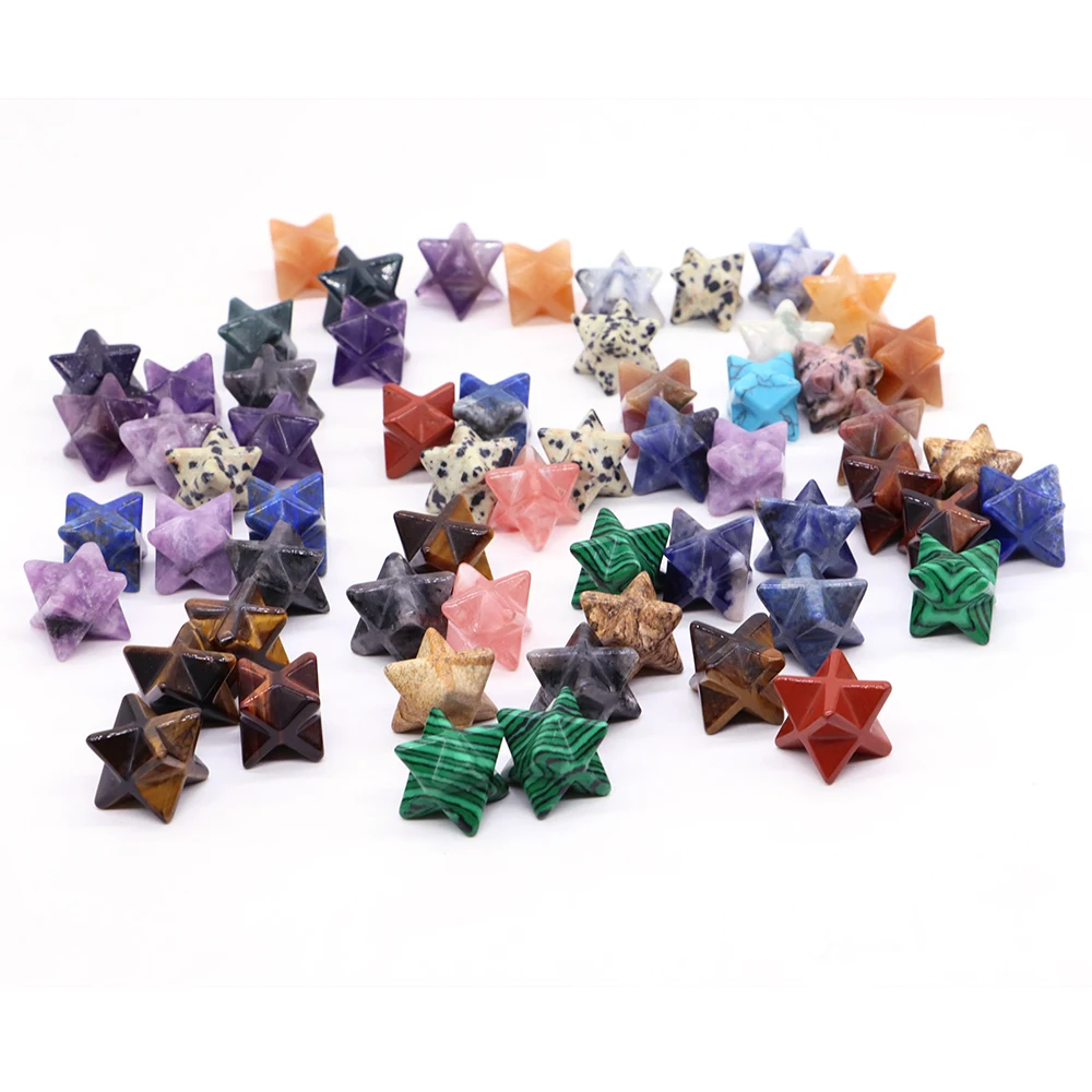 13mm Merkaba Star Natural Quartz Stone Wiccan Reiki Healing Crystal Energy Chakras Gemstone Protection DIY Jewelry Making Crafts