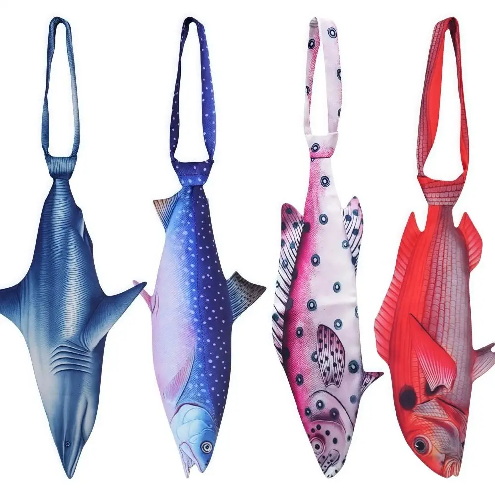 

3D Fish Fish-shaped Men's Tie Animal Pattern Lifelike Kitten Necktie Satin Fabric Novelty Creative Neck Tie For Party Wedding