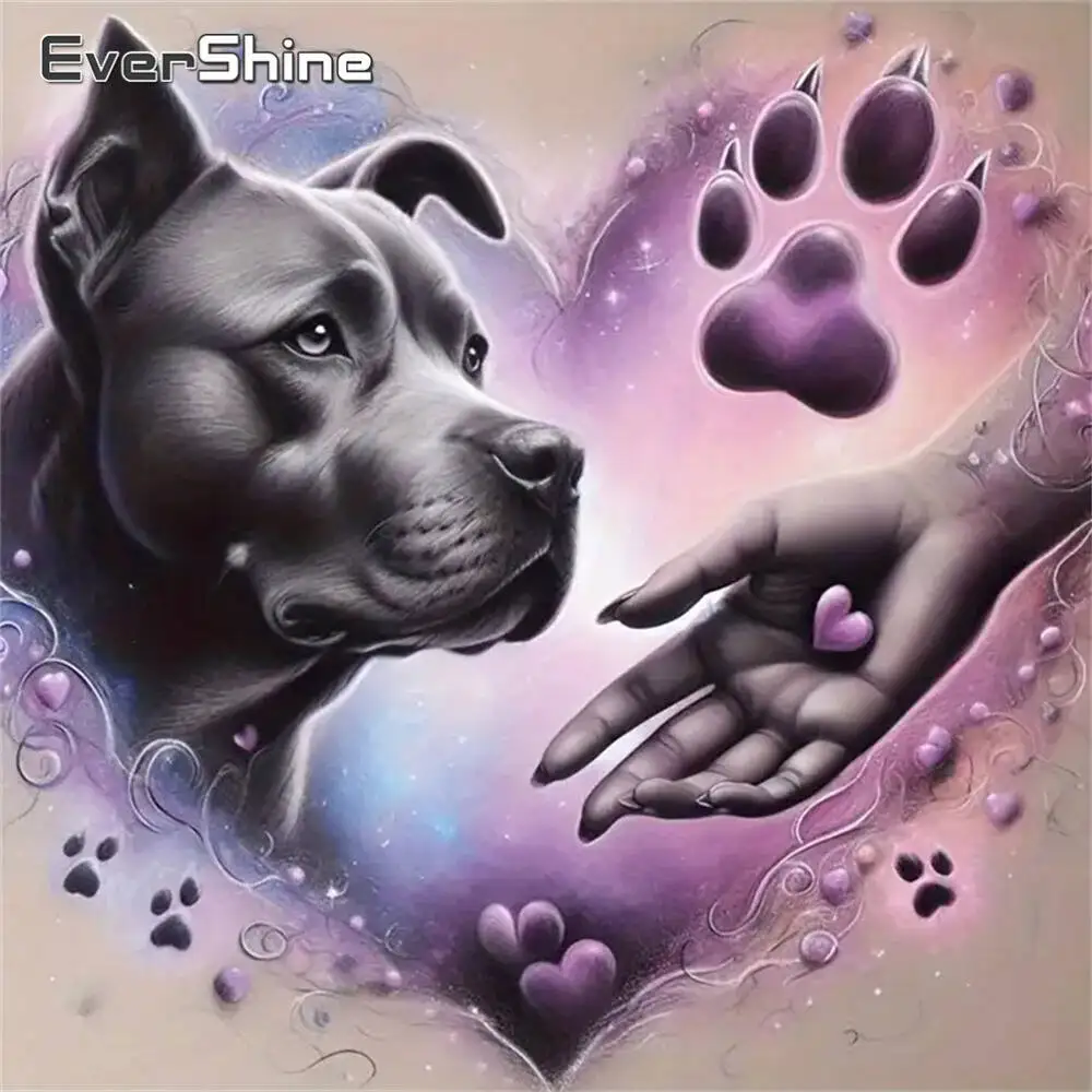 Evershine Full Square Round Diamond Embroidery Dog Animal Mosaic Footprint DIY Diamond Painting Hand New Arrival Wall Decor