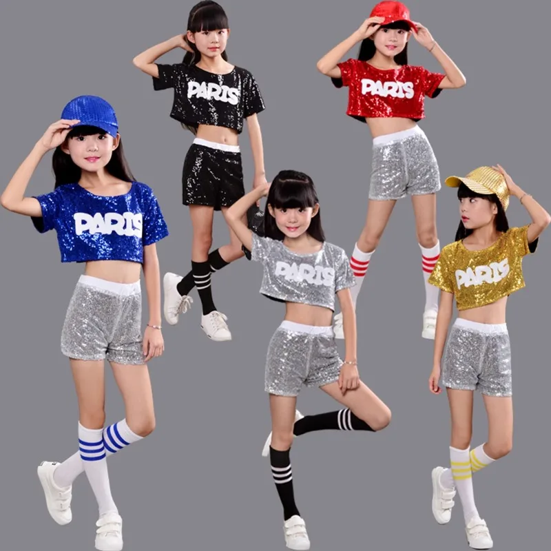 

Children's Day cheerleading uniform, modern dance performance suit, street dance, jazz dance, leaky navel sequin