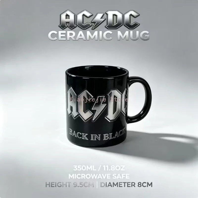 Retro AC/DC Letter Print Ceramic Mug 8cm Caliber Microwave Safe Office Home Coffee Tea Cup