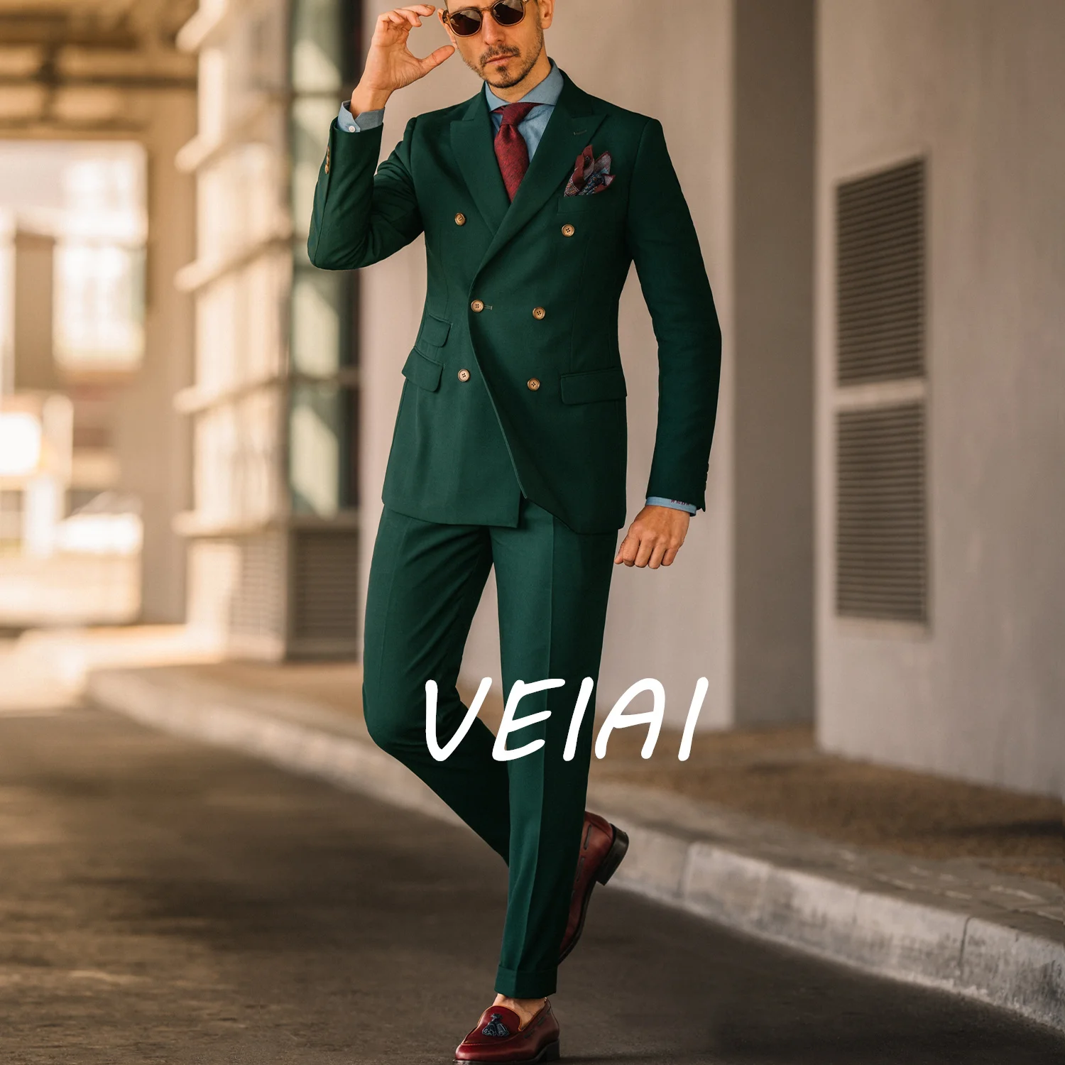 

Customized Men's Suit 2-Piece Double Breasted Wedding Groom Best Man Dress Business Office Casual Clothing Mens Suits
