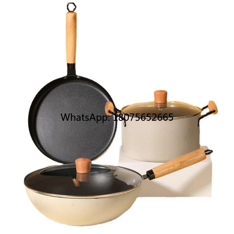 

Gift box wok three-piece set non-stick cookware company annual meeting event set wholesale