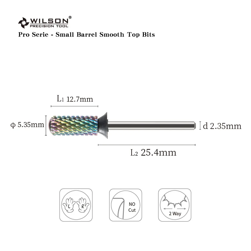 WILSON 5,35 mm Pro Serie Small Barrel Smooth Top Bits-Narzędzia/Gwoździe/Manicure/Akcesoria do paznokci/Wiertła