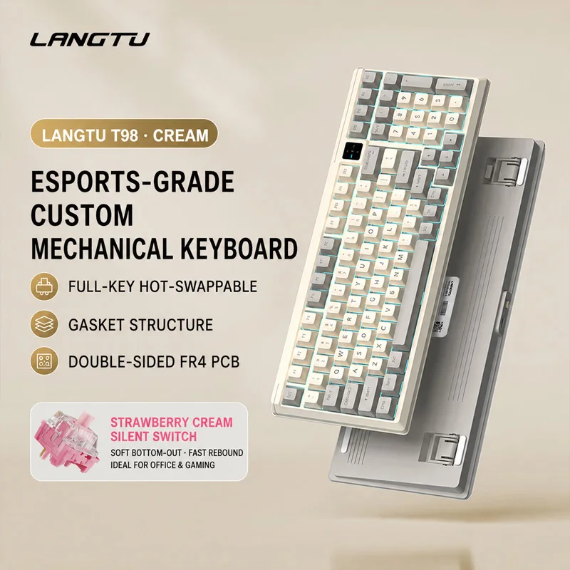 Langtu T98 Wired RGB Custom Mechanical Keyboard, Silent Gaming Office Keyboard for PC Laptop, Red Blue Xiangyun Silent Switch, S