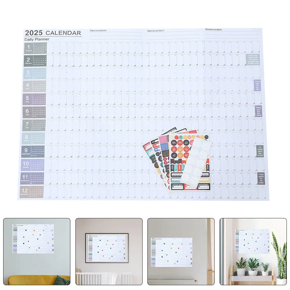 

2Sets 2025 Wall Calendar Full Year Monthly Calendar Large Format Decorative Aesthetic Planner for Home Office Classroom Yearly
