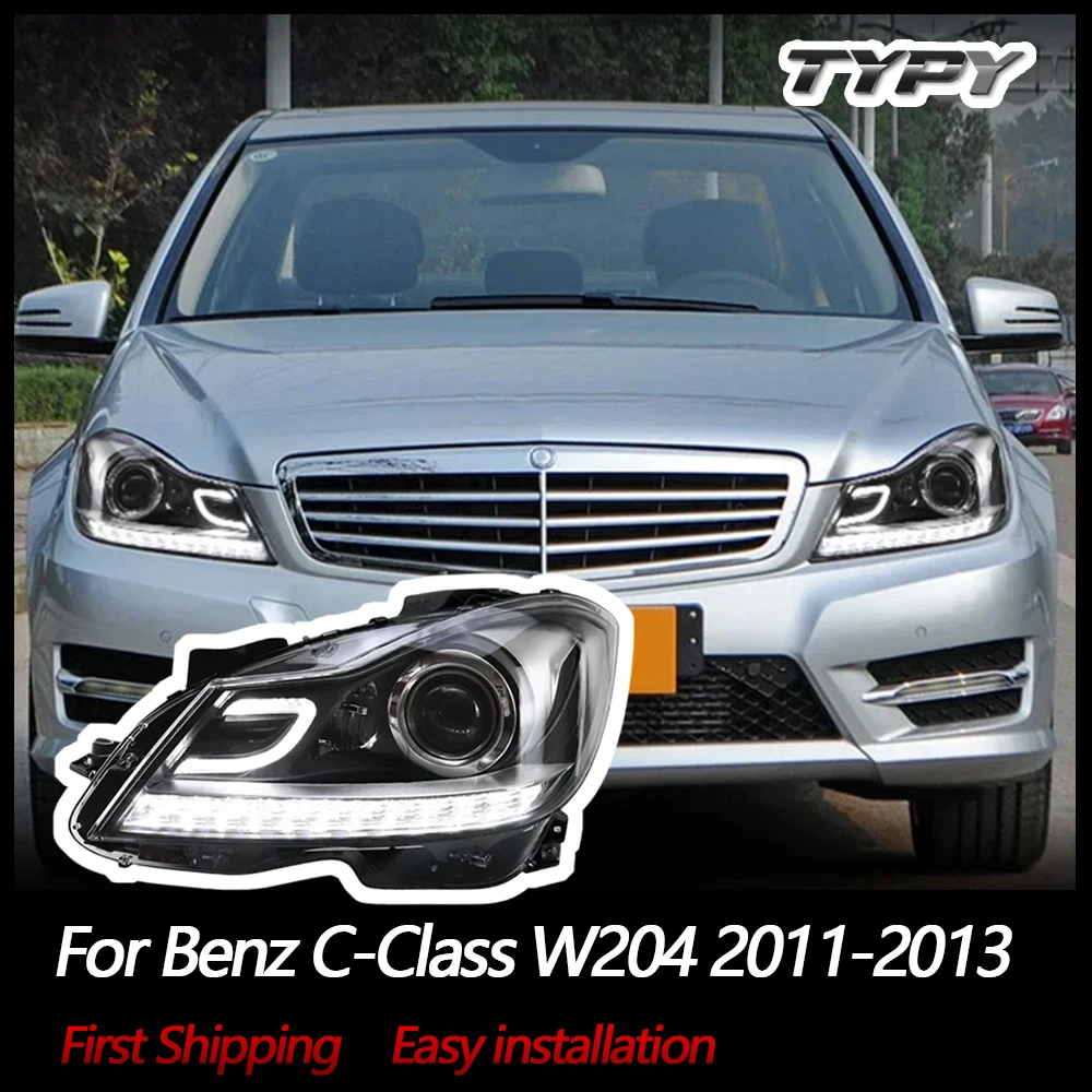 

TYPY автомобильные фары для Benz C-Class W204 2011-2013, светодиодные автомобильные лампы, дневные ходовые огни, динамические указатели поворота, автомобильные аксессуары