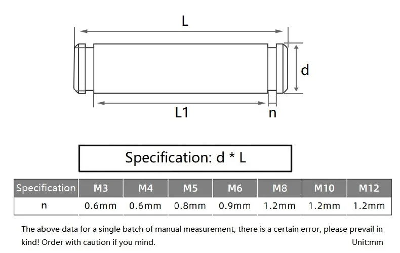 M3 - M12 304 Stainless Steel Double Head Card Groove With Elastic Retaining Ring Cylindrical Pin Shaft Positioning Pin