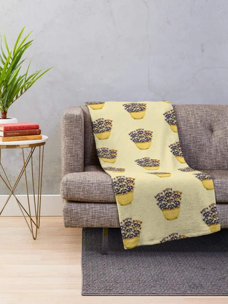 Yellow Baby raccoons Throw Blanket Giant Sofa for sofa Blankets