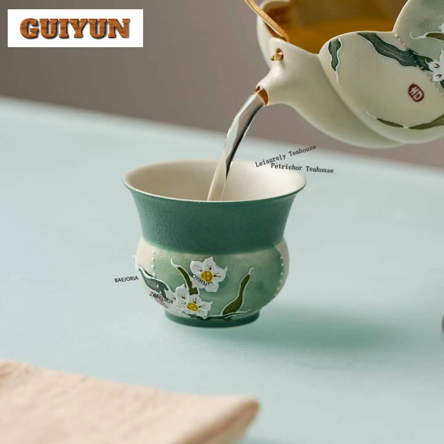 50ml Hand-painted Daffodil Teacup Retro Tea Bowl Sample Tea Cup Tea-tasting Meditation Cup Jianzhan Master Cups Tea Items