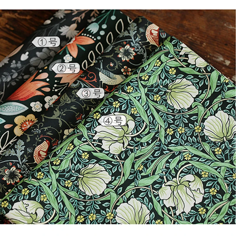 New Morris Fabric Retro Flower Series Digital Printing Cotton Home Children\'s Clothing DIY Doll Clothing Fabric