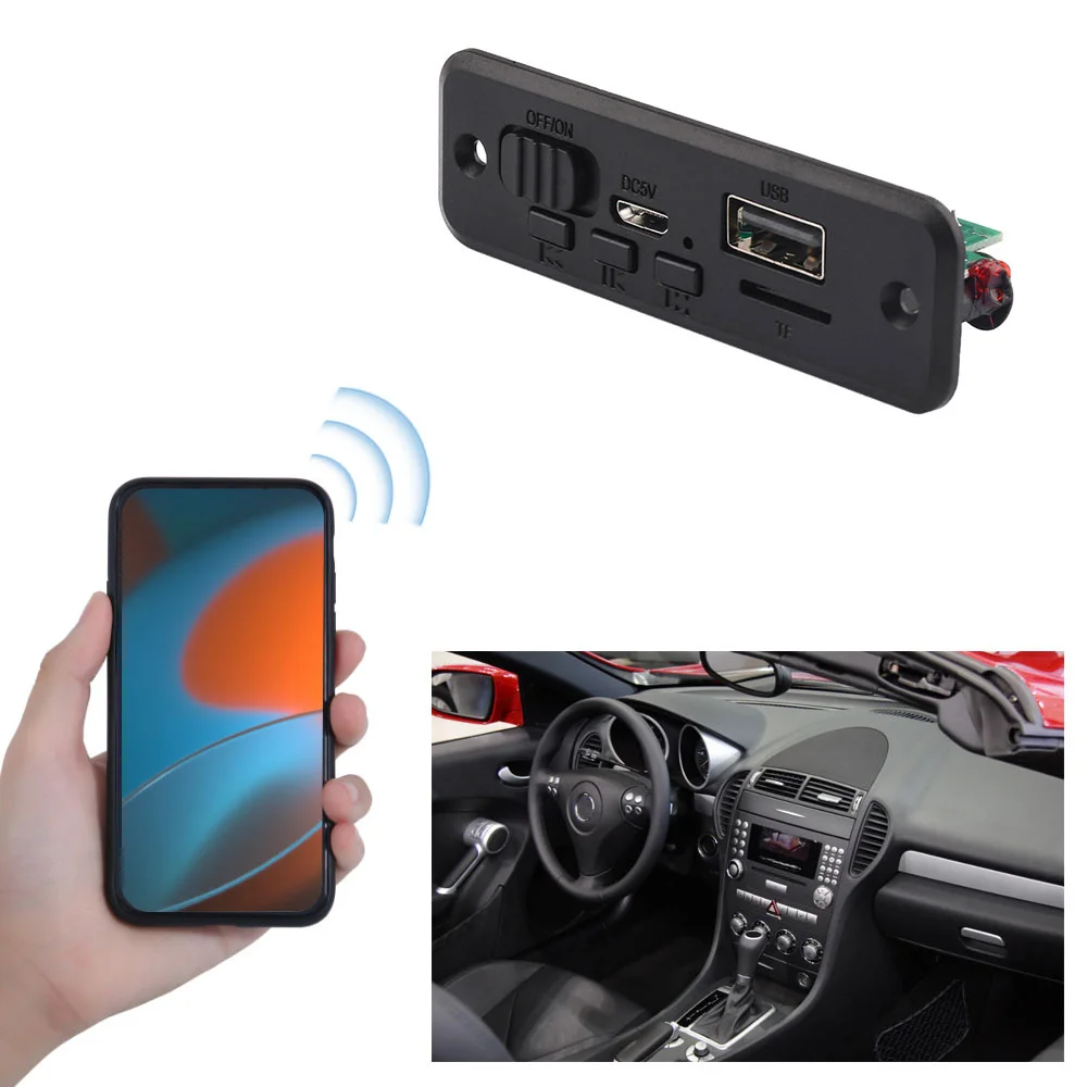 5V Bluetooth-compatible 5.0 MP3 Player Decoder Board Car FM Radio Module 2*3W 6W Amplifier Support FM TF USB Handsfree Call