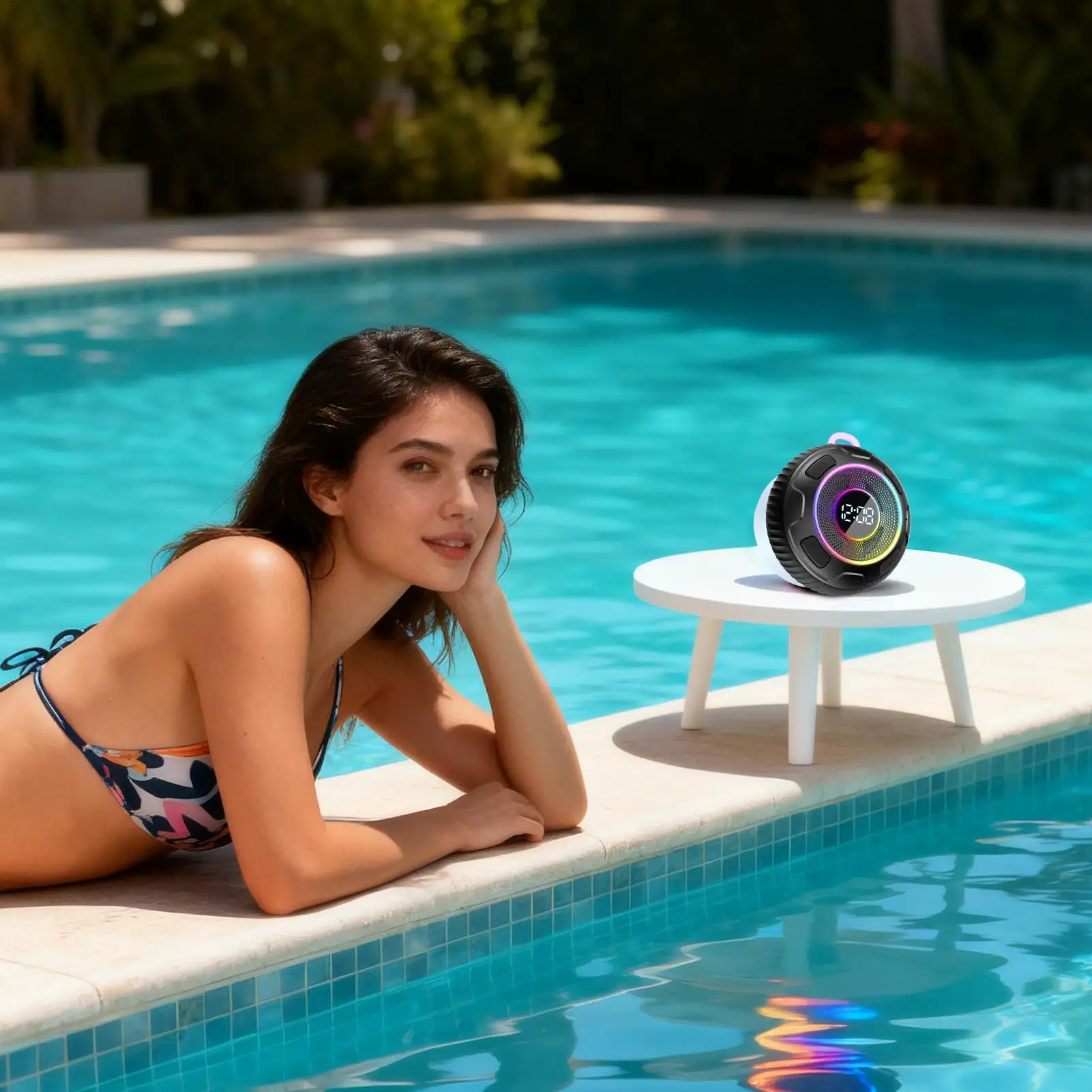 Беспроводной динамик, устройство для воспроизведения музыки с RGB-подсветкой, водонепроницаемый динамик для душа для любителей музыки, искателей приключений на открытом воздухе, колледжа