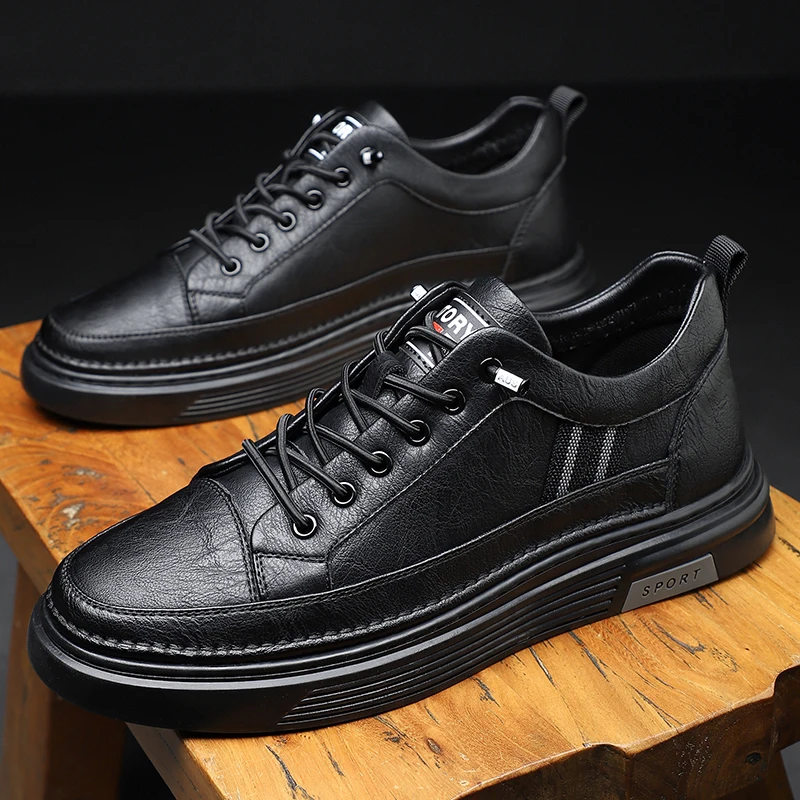 Hot-selling Men's Casual Leather Shoes Lightweight Skateboard Footwear Outdoor Male Tenis Masculino Leisure Walk Shoes Sneakers