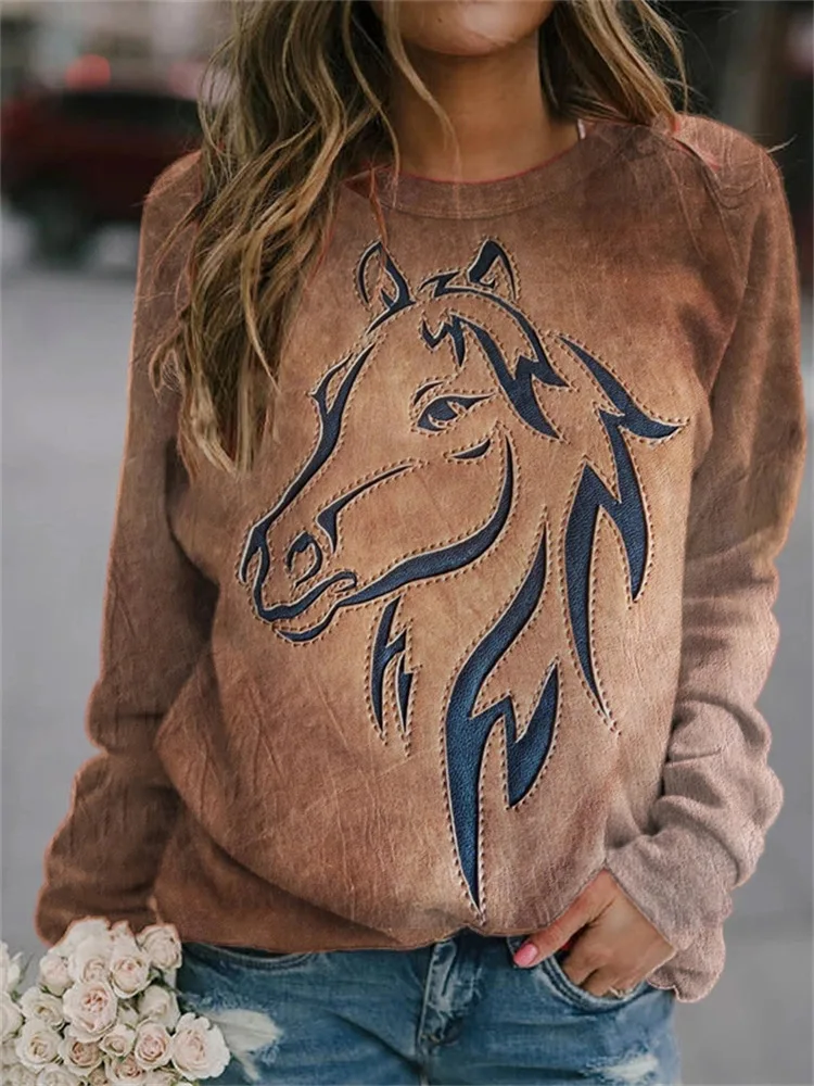 Horse Christmas Tree 3D Print Raglan Sleeve Sweatshirts Women's Oversized Pullovers Hoodies Female Streetwear Woman Clothing